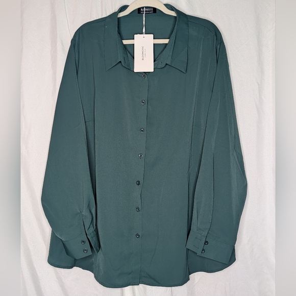 BloomChic Tops - BloomChic Forest Green Button-Up Shirt, 22/24 (3X)